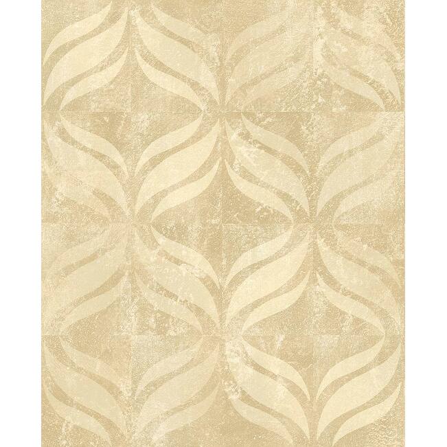 Brewster Beallara Gold Ogee Wallpaper - 20.5in x 396in x 0.025in