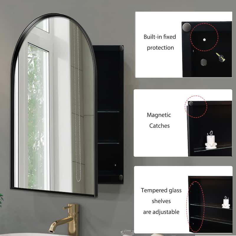 24X36 Inch Arched Recessed Medicine Cabinet