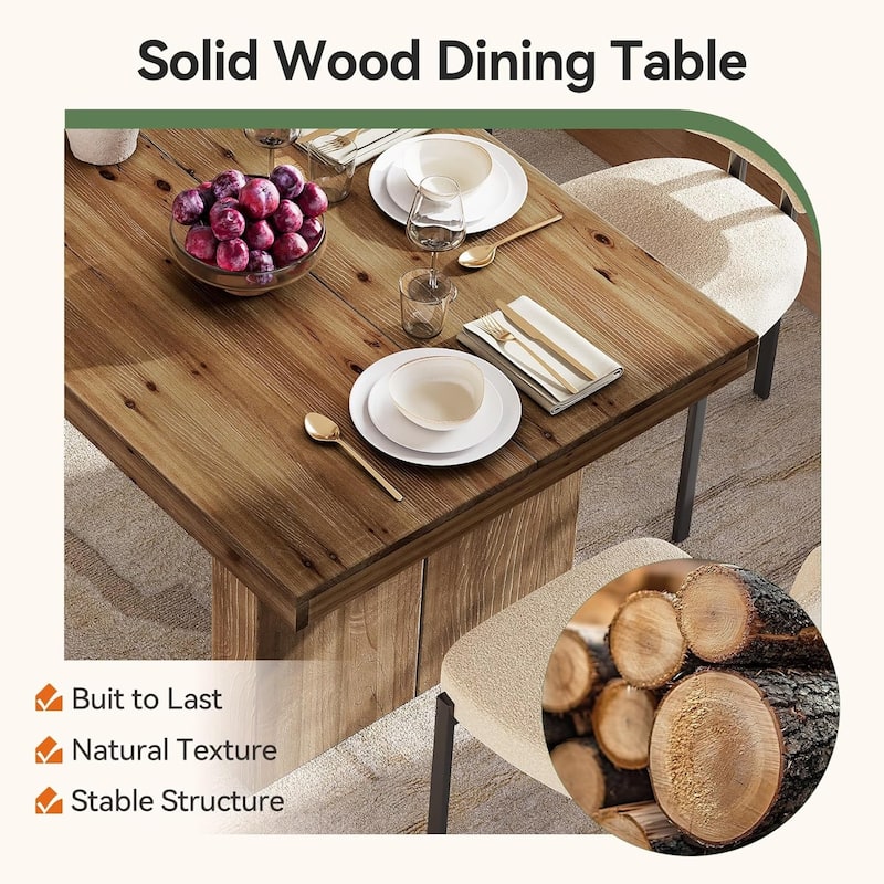 63" Solid Wood Dining Table for 6, Farmhouse Rectangle Kitchen Table - 62.99" L x 31.5" W x 29.53" H
