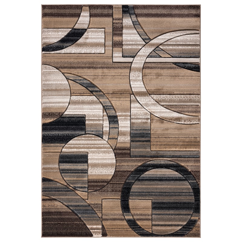 Orelsi Brown/Beige Polyester Area Rug - 8'1'' X 10'5''