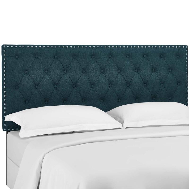 Porch & Den Inverness Tufted Full/Queen Upholstered Linen Fabric Headboard
