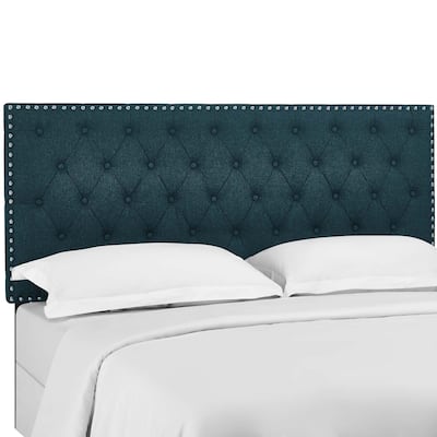 Porch & Den Inverness Tufted Full/Queen Upholstered Linen Fabric Headboard