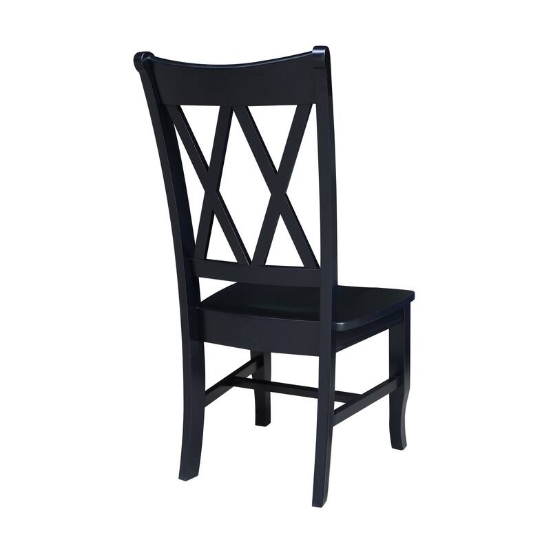 Double X-Back Solid Wood Chairs - Set of 2