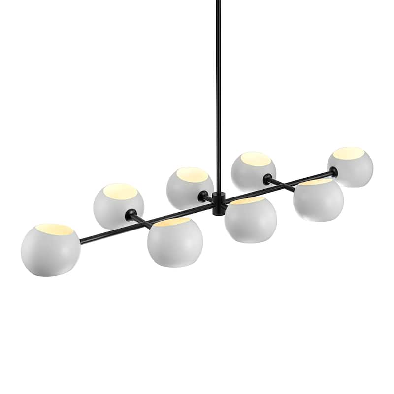8-Light Modern Sputnik Branch Linear Pendant Metal/ Glass Globe Bubble Chandelier for Dining/ Living Room