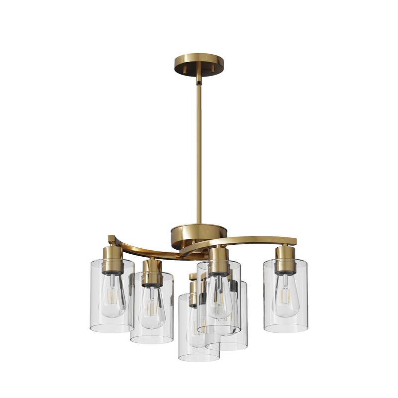 6-Light Modern Farmhouse Chandelier - Gold
