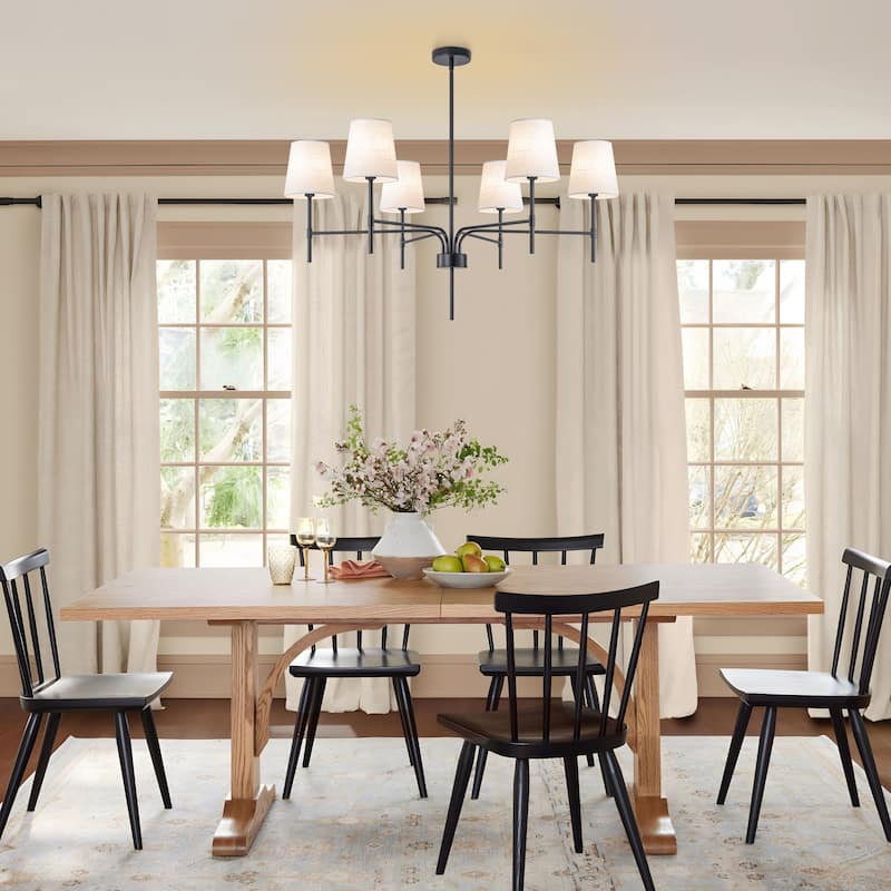 Starsky Transitional & Modern Chandelier with White Fabric Shades