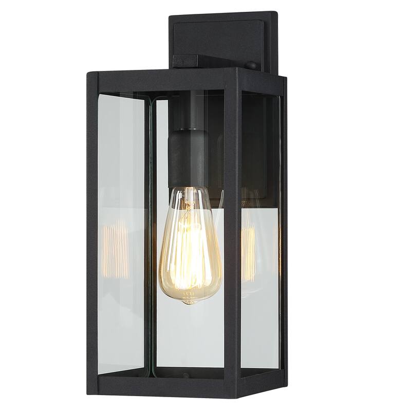 Black Outdoor Exterior Wall Lantern Sconce Light - 15" H