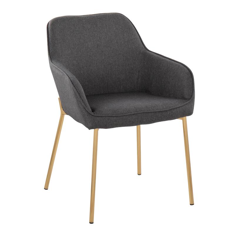 Silver Orchid Galotti Gold Upholstered Dining Chair (Set of 2) - Charcoal Fabric