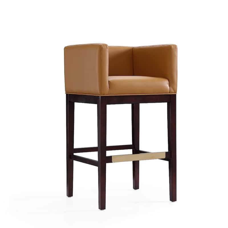 Manhattan Comfort Kingsley 38 in. Dark Walnut Beech Wood Barstool (Set of 2)