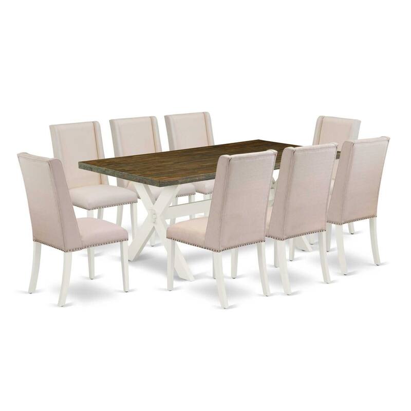 9-Piece Kitchen Dinette Set - Parsons Chairs & Solid Wood Table - Modern Dining Room Furniture