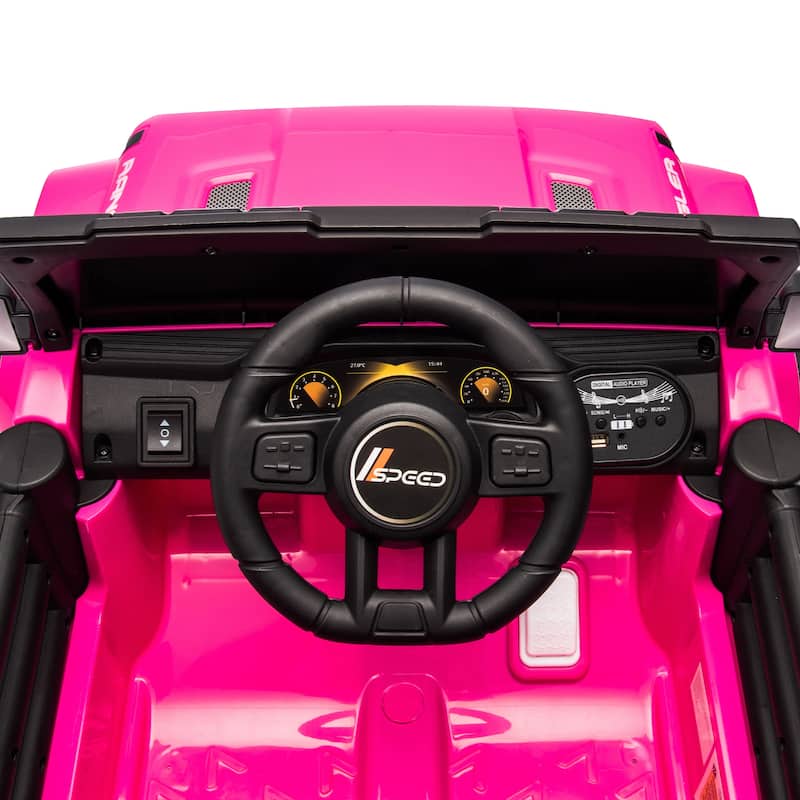 12V Ride-On Car for Kids with Remote Control, Four-Wheel Suspension, Music, Bluetooth, and MP3 for Ages 2-4