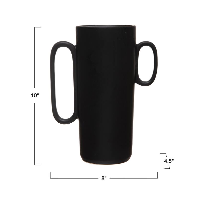 Decorative Stoneware Flower Vase with Asymmetrical Handles