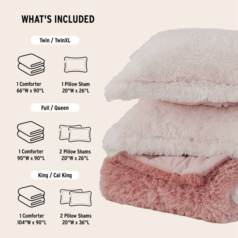 Intelligent Design Ella Ombre Shaggy Long Fur Comforter Mini Set