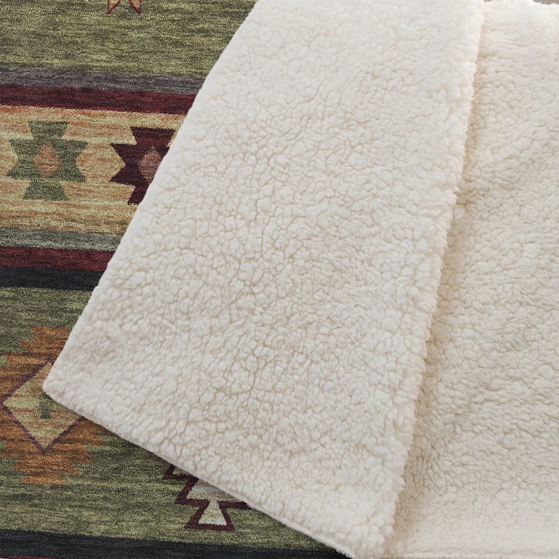 Premium Machine Washable ASB179 Southwest Sherpa Throw Blanket