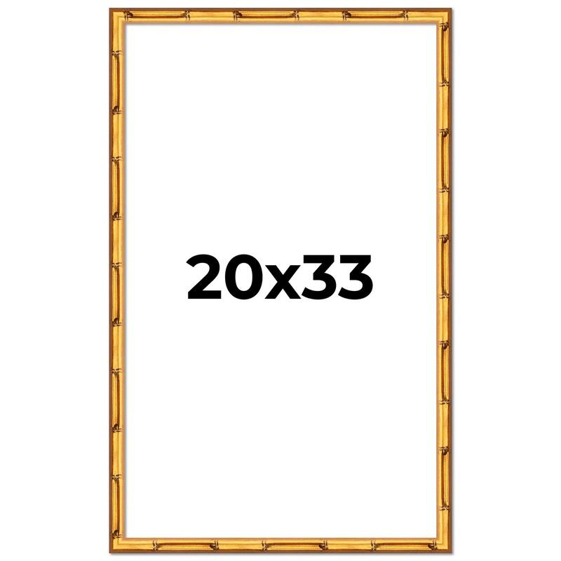 20x33 Frame Gold Bamboo Picture Frame Modern Photo Frame Includes UV Acrylic Shatter Guard Front Acid Free Foam Backing Board