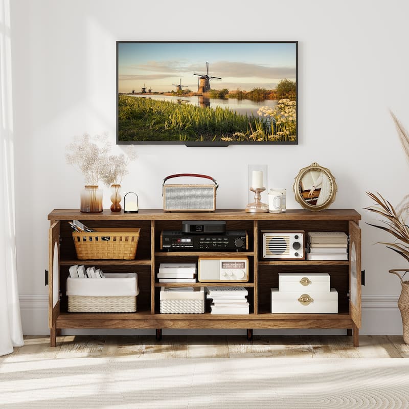 Gymax Farmhouse TV Stand for TVs up to 65'' Modern Vintage TV Cabinet