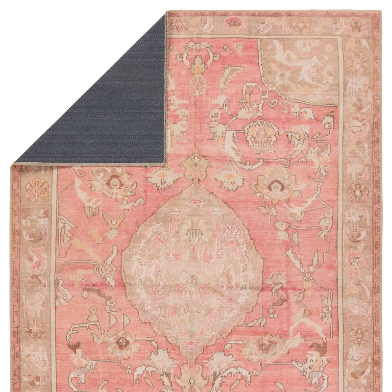 Cheney Machine Washable Medallion Pink/Beige Rug