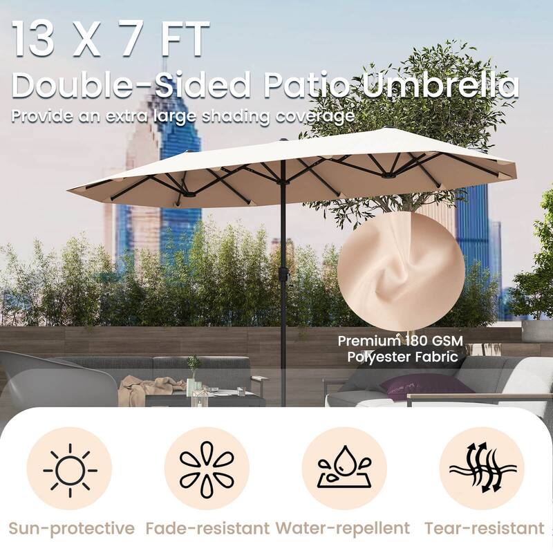 Costway 13 FT Large Patio Umbrella Outdoor Double-Sided Table Market - See Details
