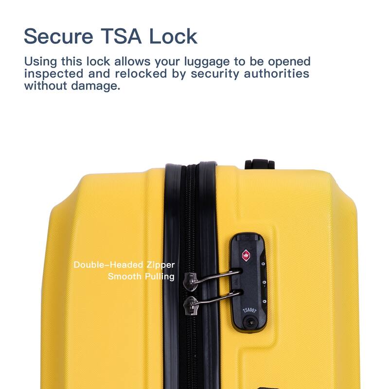 High Quality 3 Piece Hard-Shell Luggage Sets, ABS Lightweight Suitcase with Telescoping Handles and Spinner Wheels & TSA Lock