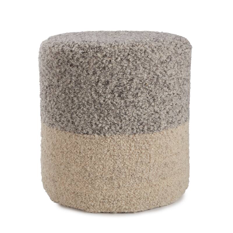 Micco Ombre Cylinder Pouf/ Floor Pillow - Light Grey/Cream