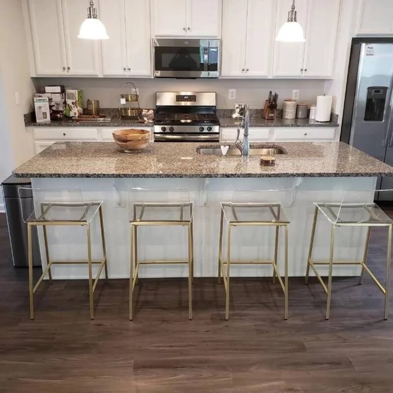 Sasha Acrylic Ghost Stool Lucite Design (Set of Two) - Gold