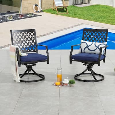 PATIO FESTIVAL Outdoor Cushioned Swivel Dining Chairs (2-Pack)
