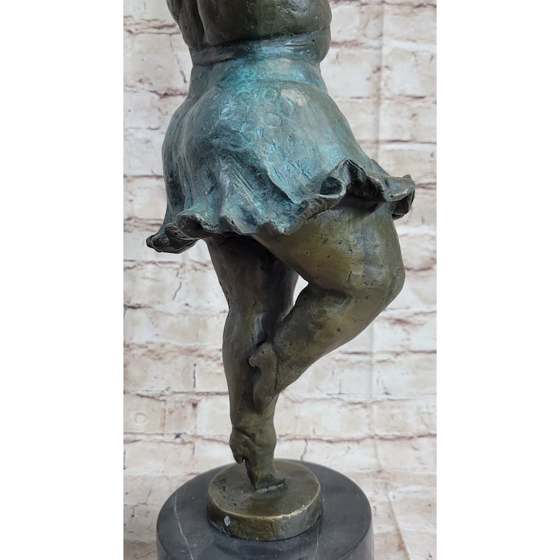 Pirouette Chubby Ballerina Dancer Full Figure Woman Bronze Statue Sculpture 20 Inches X 12 Inches