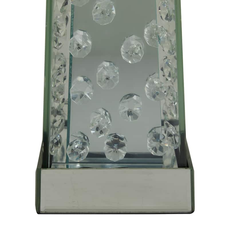 Glass Pillar Candle Holder with Floating Crystals