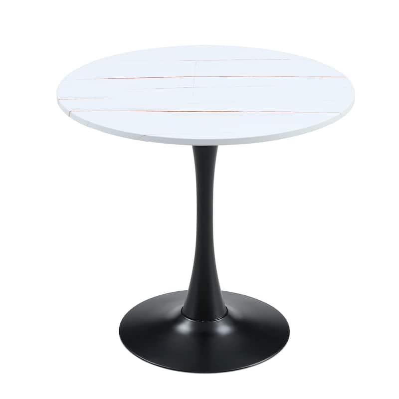 Round Dining Table, 31.5" Circle Tulip Table with Thickened Tabletop & Metal Pedestal, Mid Century Modern Bistro Table
