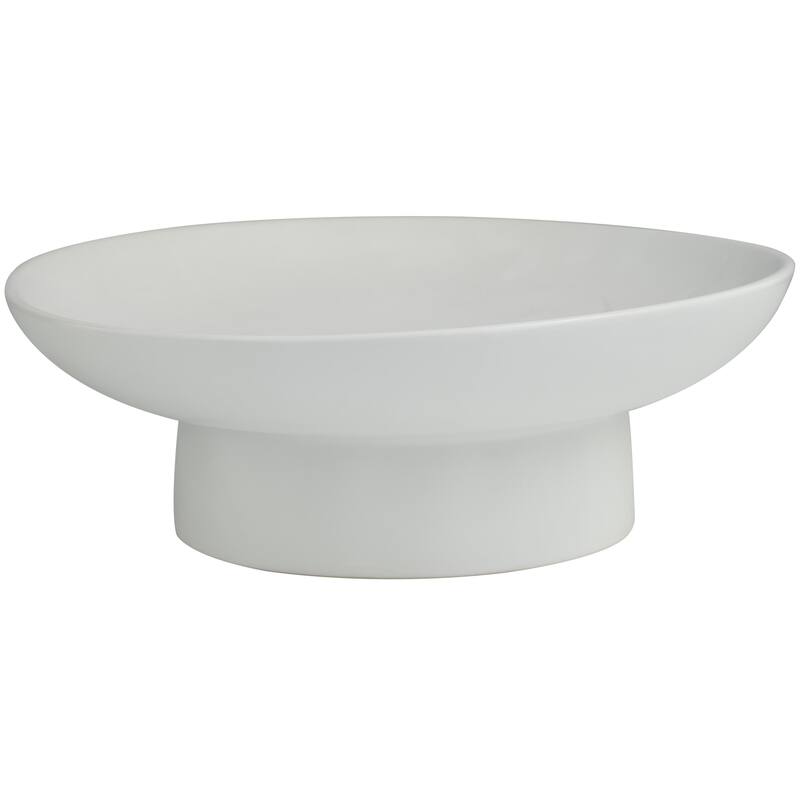 Ceramic Wide Decorative Bowl with Elevated Base - Black or White - Roche River Decor