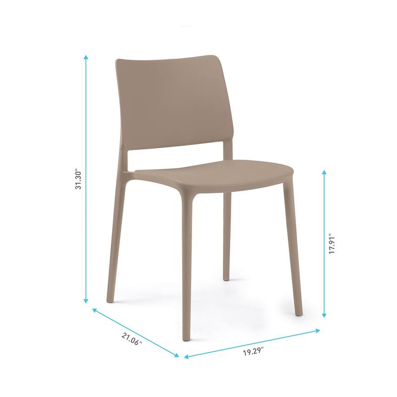 WRGHOME Modern Stacking Patio Dining Side Chair Indoor/Outdoor (Set of 2) - 31.30'' H X 19.29'' W X 21.06'' D