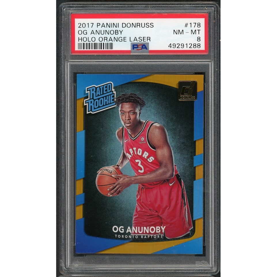 OG Anunoby 2017 Panini Donruss Holo Orange Laser Basketball Rookie Card RC #178 Graded PSA 8 - 8'6" x 11'6"