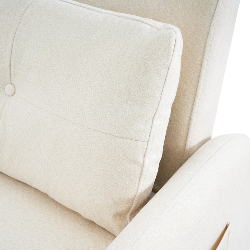 Single Sofa Bed Upholstered Sleeper Chair with Side Pocket, Convertible Chaise Lounge Pull-Out Sofa Bed with Adjustable Backrest