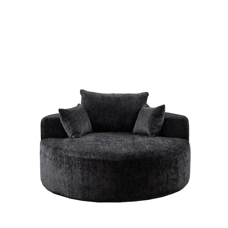 Roomfitters 55" Modern Chenille Cuddle Chair, Round Upholstered Lounge Barrel Chair with Pillows