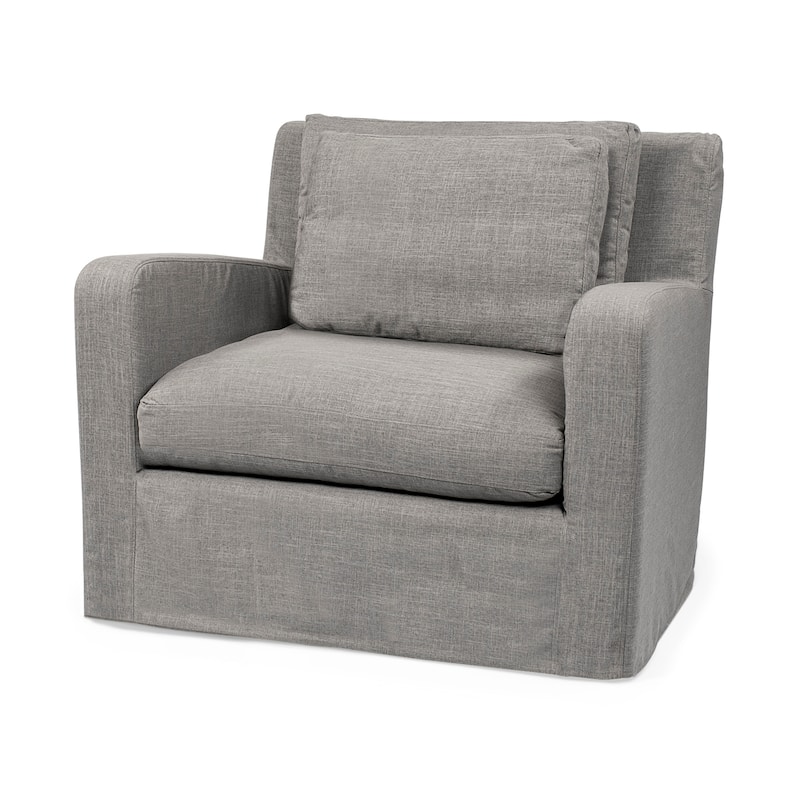 Denly III Beige Slipcover Upholstered Arm Chair - Flint Gray
