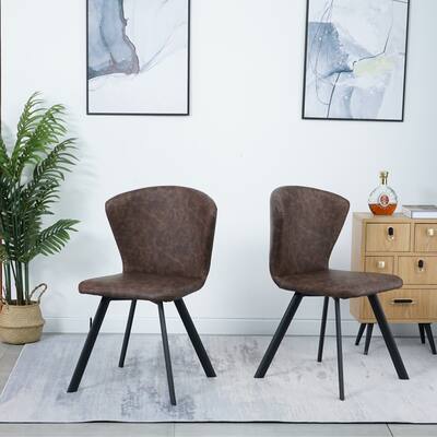 2 Pcs Modern Luxury Home Furniture Dinning Room Chairs Chrome Legs PU Dining Chairs
