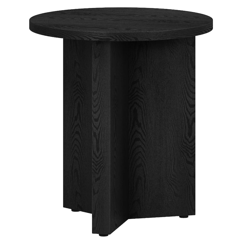Wood Round End Table with Cross Leg Base Design - 20” x 20” x 22” (D x W x H)