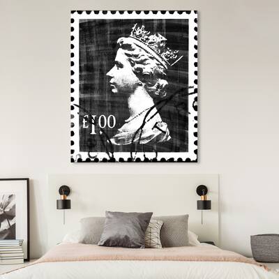 Oliver Gal 'Save The Queen Two' Advertising Wall Art Canvas Print - Black, White