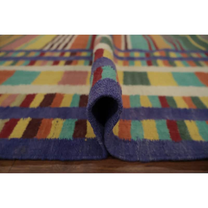 Hand Woven Oriental 100% Wool Carpet Southwestern Tribal Multi-Colored Kilim Area Rug - 9' 10'' X 6' 8''