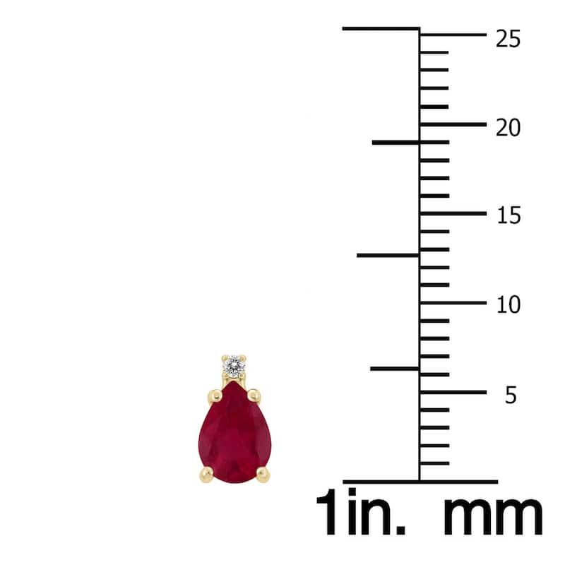 Marquee 14K Yellow Gold 5x3MM Pear Ruby and Diamond Earrings