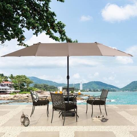 Clihome 15 Ft Double-Sided Crank Patio Outdoor Umbrella