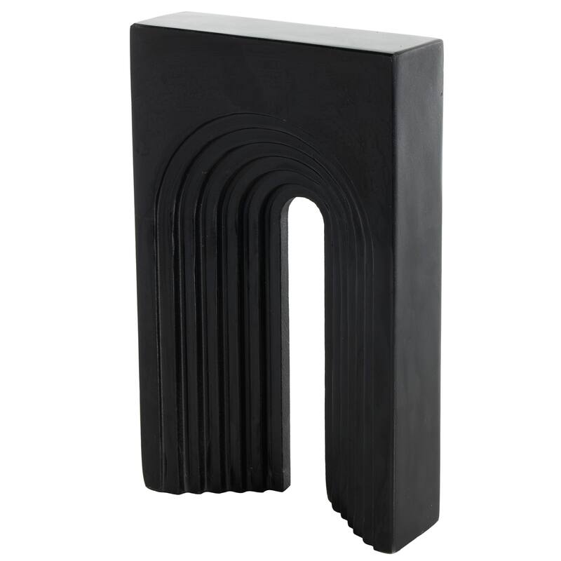 White, Black or Beige Marble Rectangular Geometric Sculpture with Arched Groove Interior