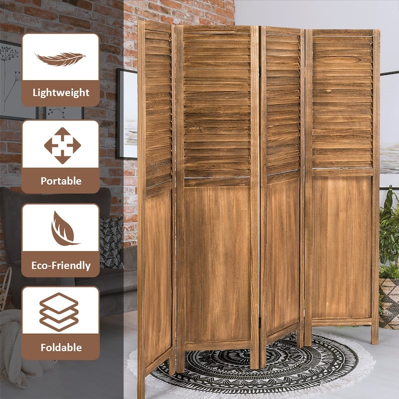Costway 4 Panel Folding Privacy Room Divider Screen Home Furniture 5.6