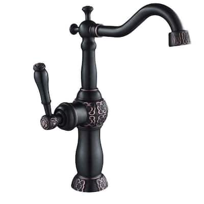 13" Clayborne Oil Rubbed Bronze Bathroom Faucet with Copper Design - 13' X 11" X 7"