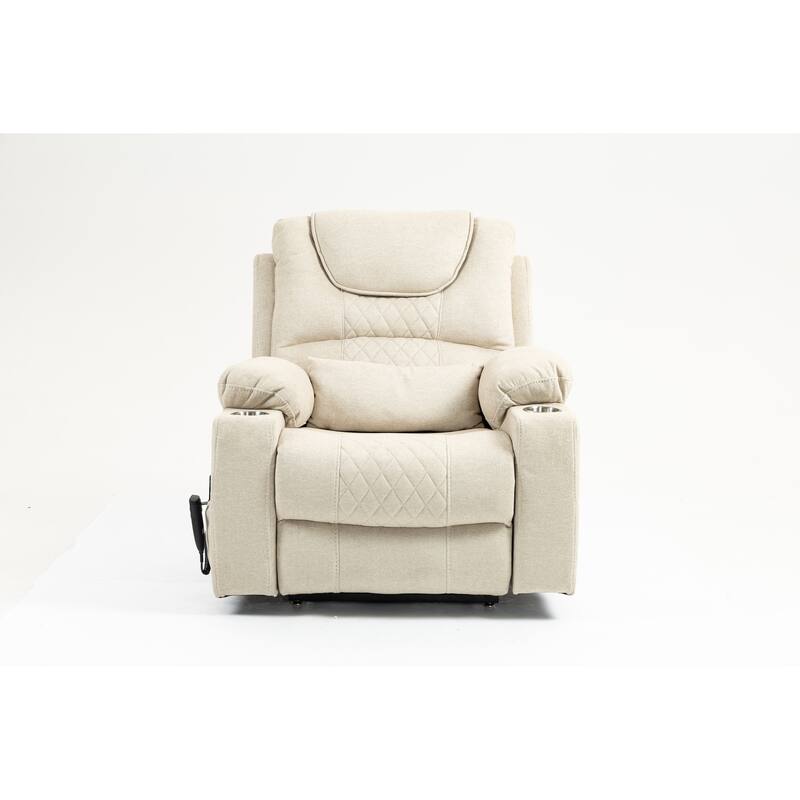 Velvet Oversized Power Lift Recliner Chair, Dual OKIN Motors & Cup Holders