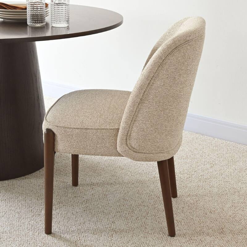 19.5" Seat Height Upholstered Solid Wood Full Back Dining Side Chair