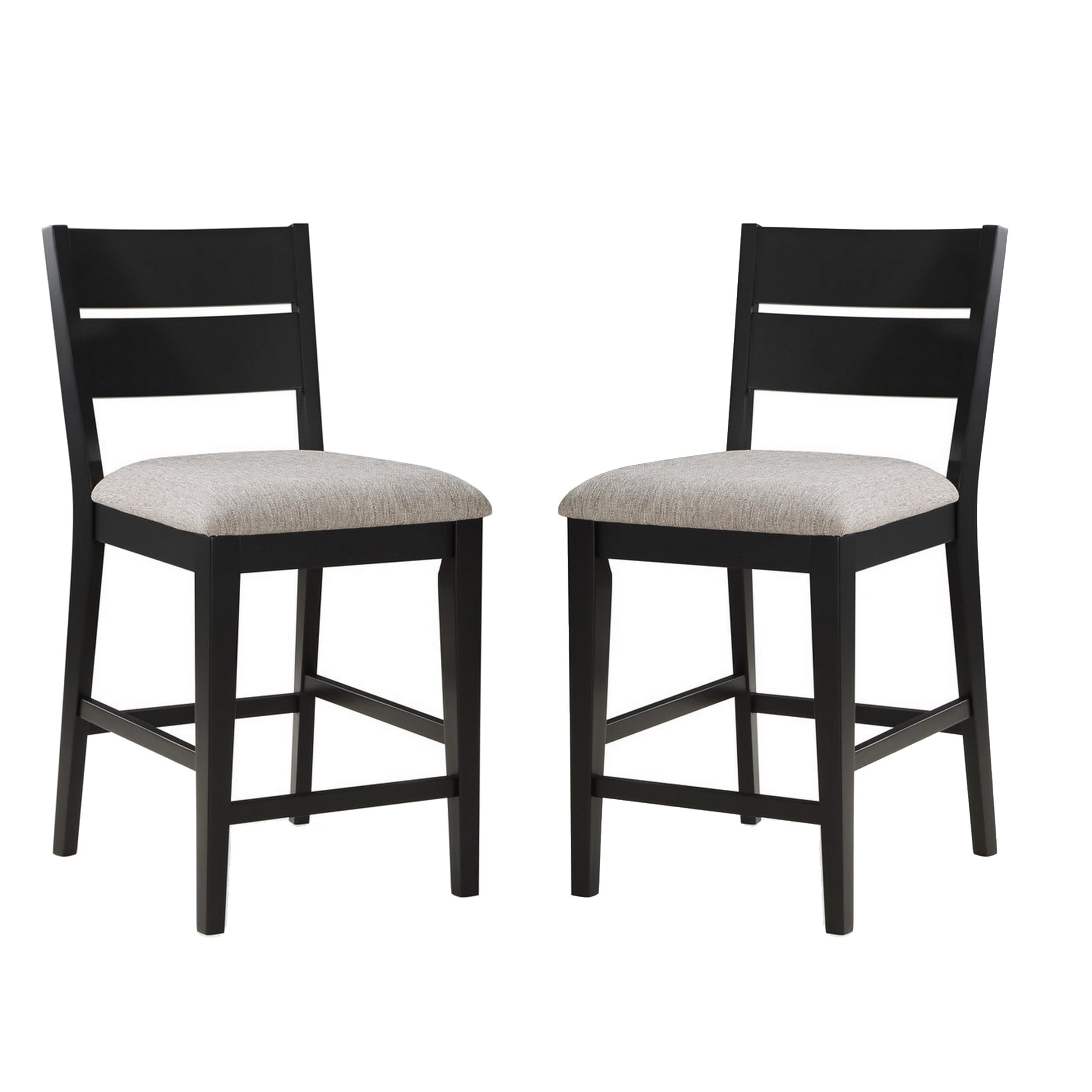 24 Inch Counter Height Chair Set of 2 Seat Cushions Gray Fabric