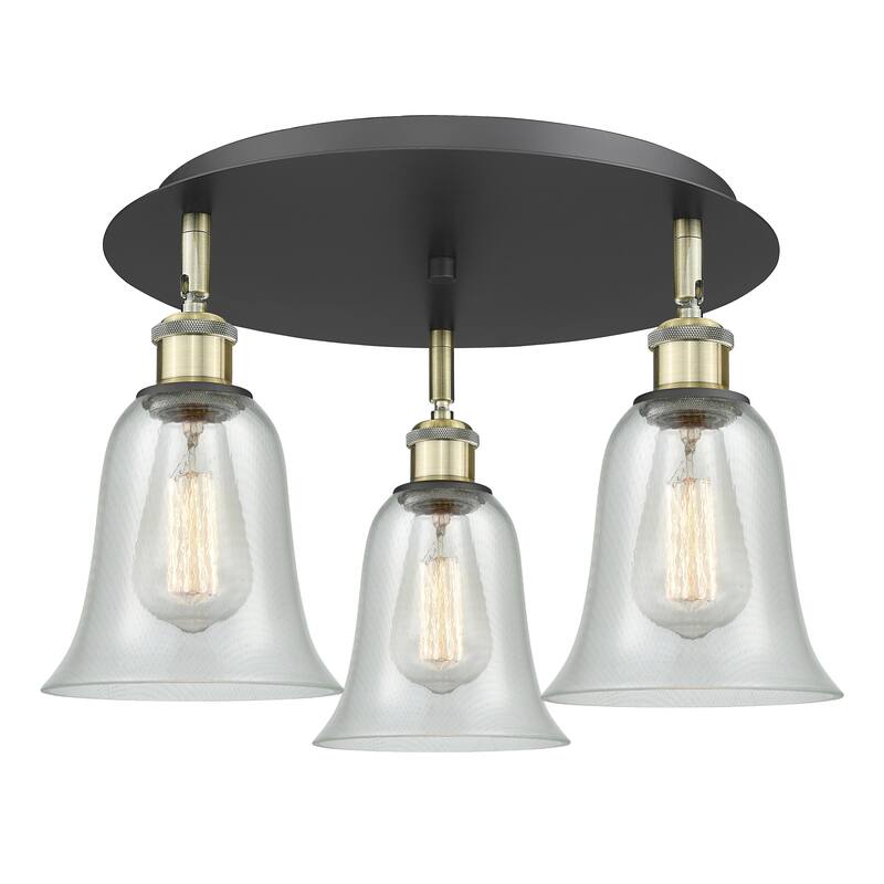 Innovations Lighting Hanover - 3 Light 18" Flush Mount - Fishnet/Black Antique Brass