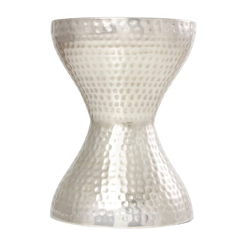 Metal Hammered Accent Table with Hourglass Shape - Silver, Gold or Bronze - Roche River Decor