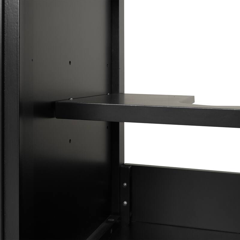 Storage Cabinet Bathroom Vanity with Ceramic Sink, Soft Closing Door, Door Rack and Adjustable Shelf - Ready to Assemble